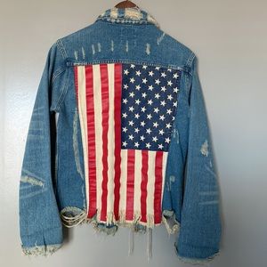 UNIF American Flag jean jacket- Size medium
